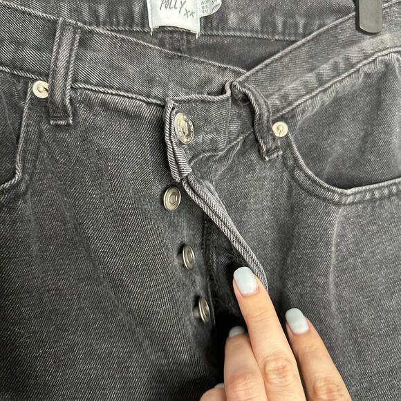 Princess Polly Women’s Black Holly Asymmetric Crossover Waist Straight Leg Jeans - Picture 5 of 10